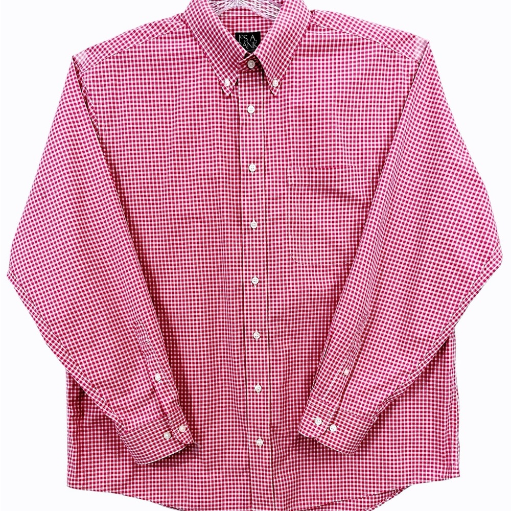 Jos. A. Bank Executive Collection Pink Check Button Down Shirt | XL